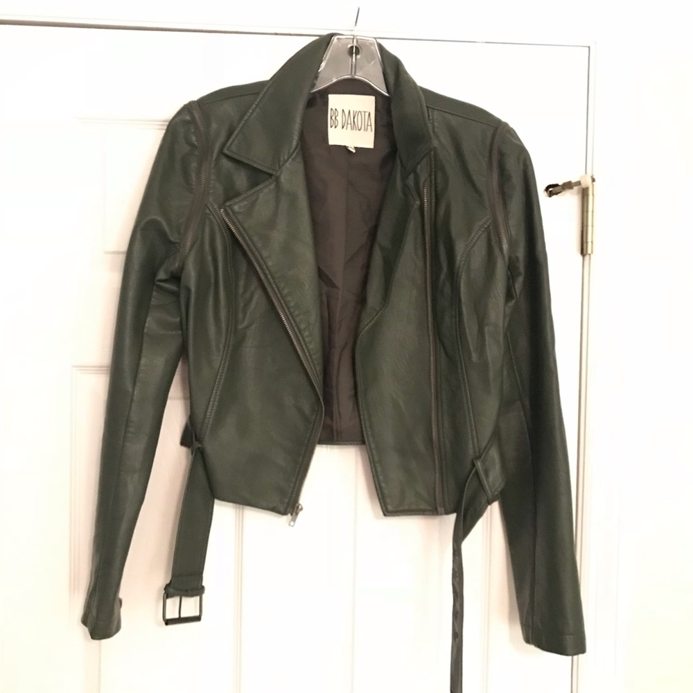 BBDakota olive leather bomber jacket